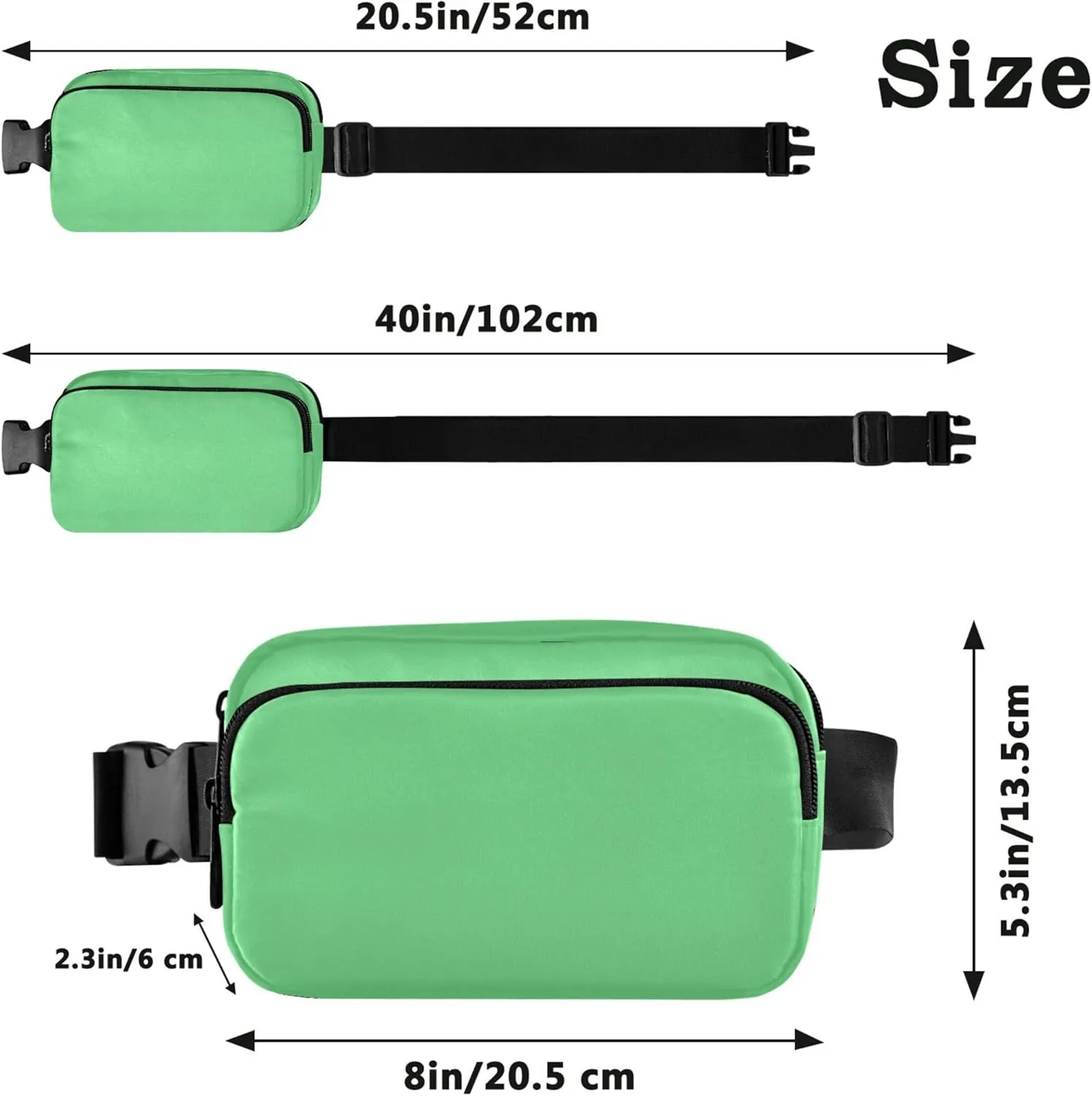 Light Malachite Green Women Fanny Packs Waterproof Hip Pack Belt Bag Cute Crossbody Waist Purse