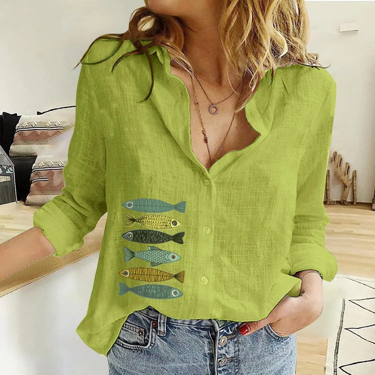 Linen Shirts for Women Summer Short Sleeve Relaxed Button Up Shirt Plus Size Summer Clothes Outfits 2024