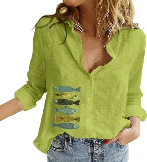 Linen Shirts for Women Summer Short Sleeve Relaxed Button Up Shirt Plus Size Summer Clothes Outfits 2024