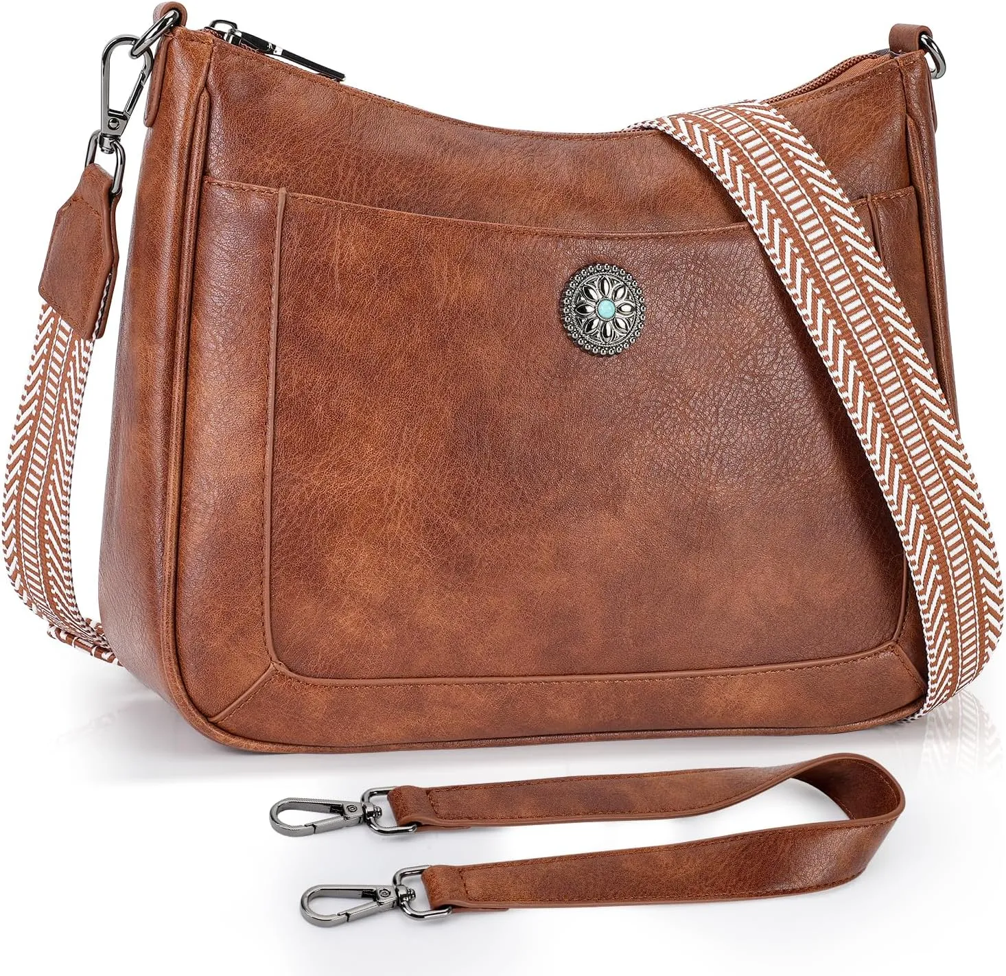 MEITRUE Crossbody Bags for Women Trendy, Leather Hobo purse with 2 Strap, Women's Crossbody Shoulder Handbags