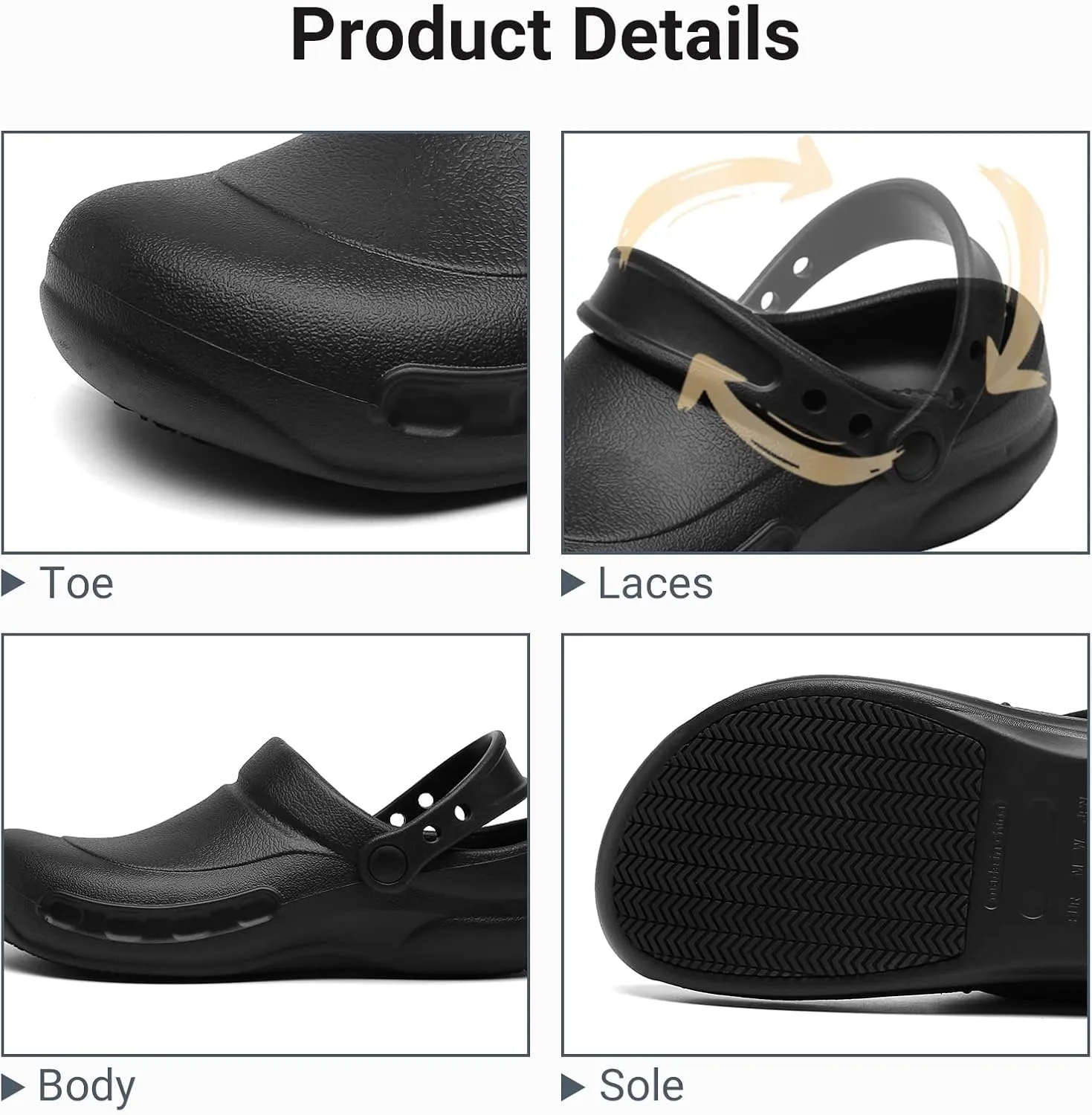 Men Non Slip Chef Shoes, Waterproof Nursing Work Clog for Kitchen, Zapatos para Trabajar En Restaurante De Hombre