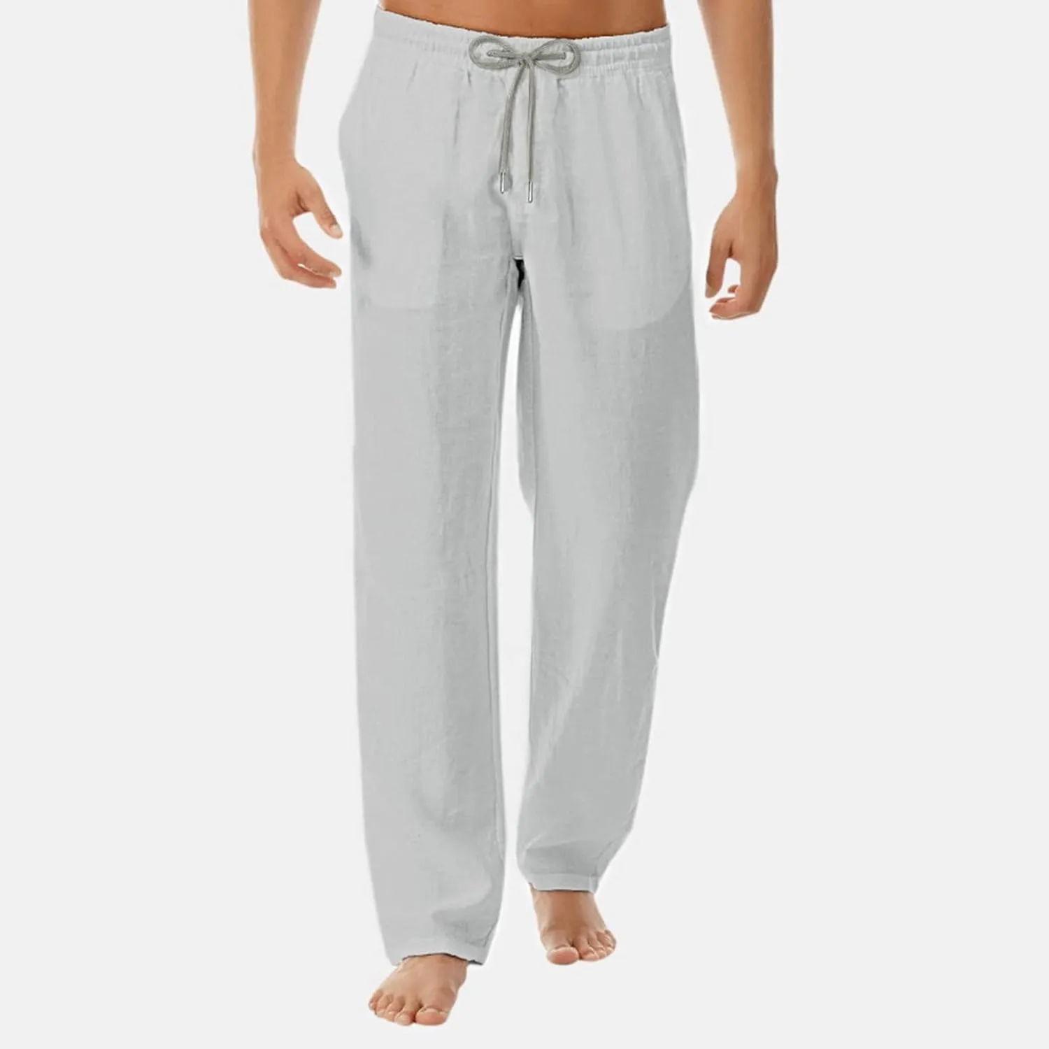 Men's 2023 Trendy Linen Pants Loose Joggers Lightweight Straight Fast Dry Trousers with Pockers Yoga Beach Pants