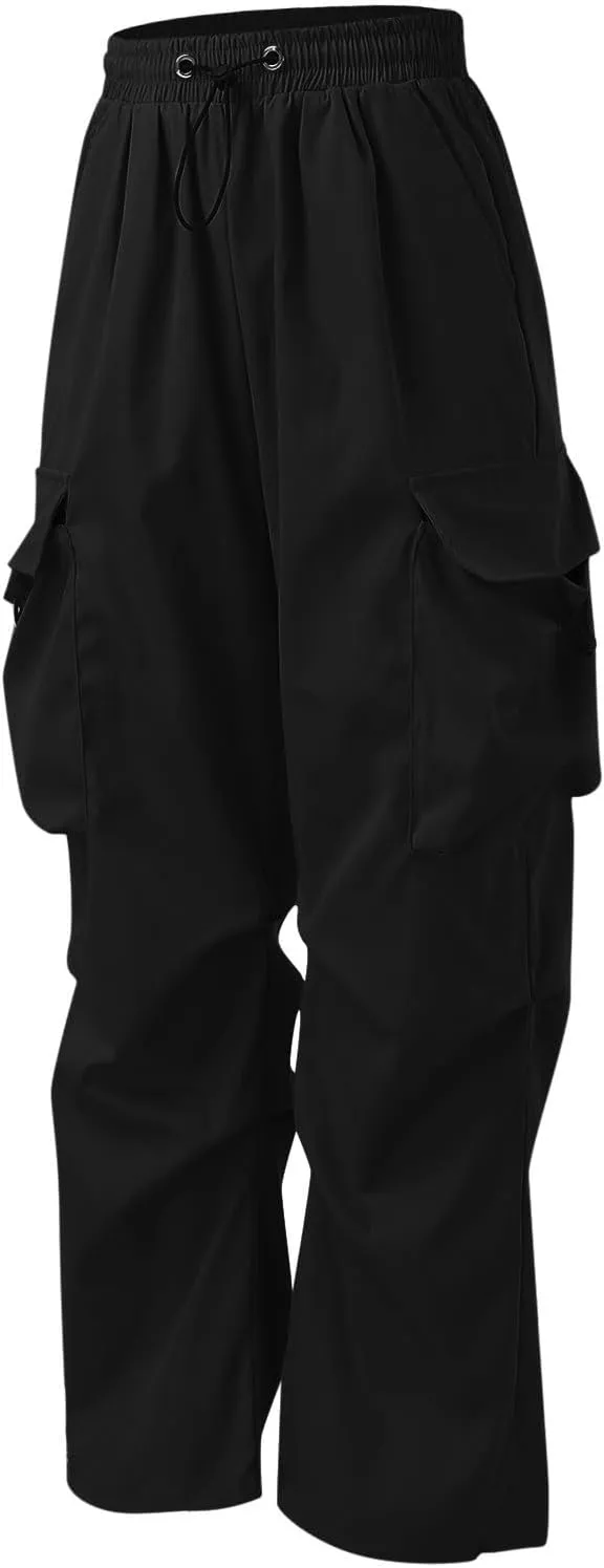 Mens Baggy Cargo Pants, Parachute Pants Causal Loose Fit Joggers, Trendy Harem Pants, Hip Hop Streetwear with Pockets