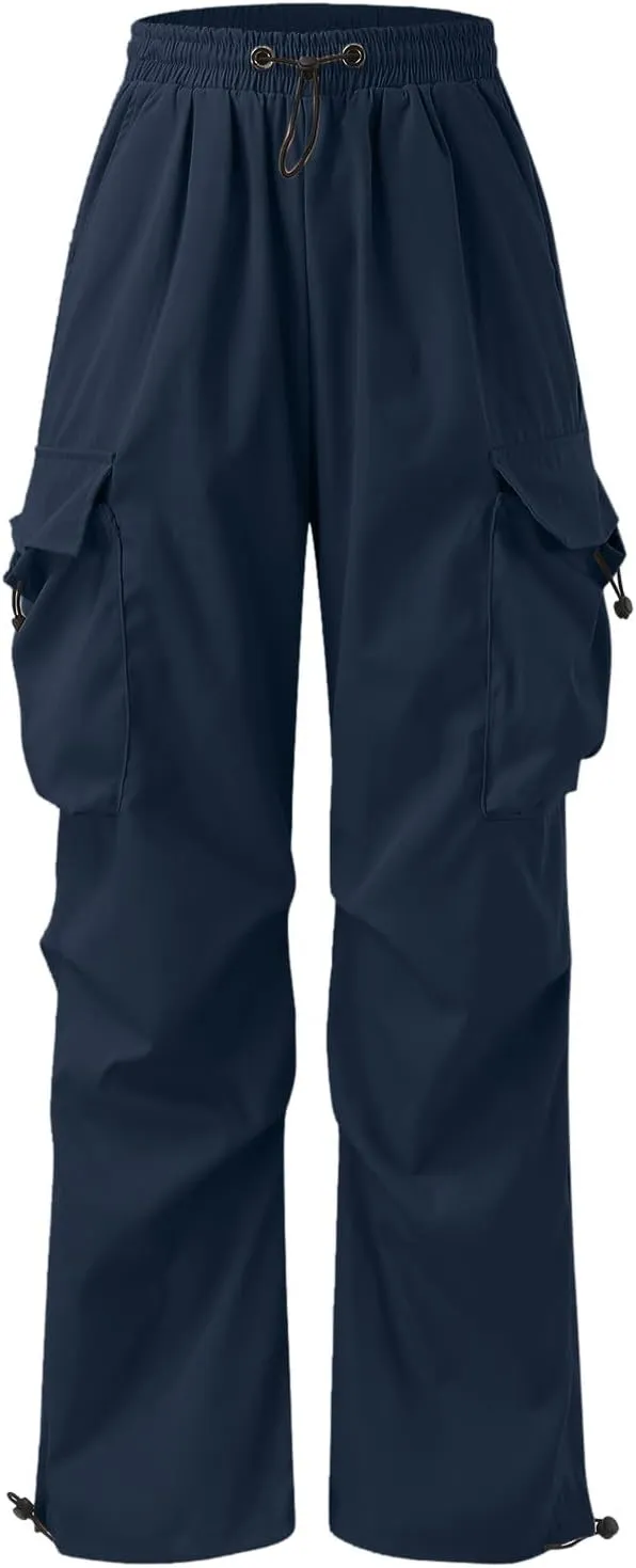 Men's Baggy Cargo Pants Trendy Casual Pants, Loose Fit Drawstring Rope Cargo Joggers with Pockets Streetwear