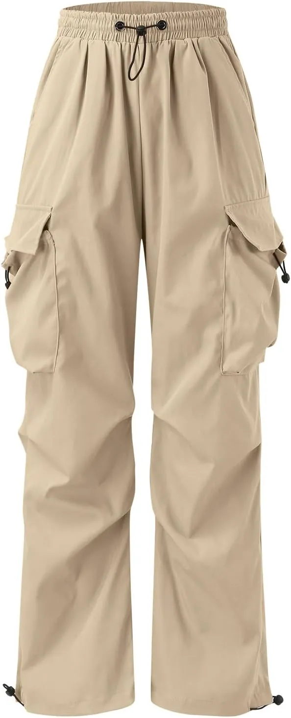 Men's Baggy Cargo Pants Trendy Casual Pants, Loose Fit Drawstring Rope Cargo Joggers with Pockets Streetwear