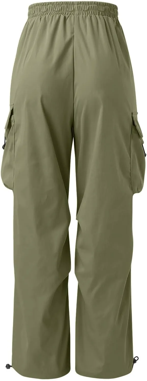Mens Baggy Cargo Pants, Trendy Casual Sports Parachute Pant, Loose Fit Harem Joggers with Pockets for Streetwear