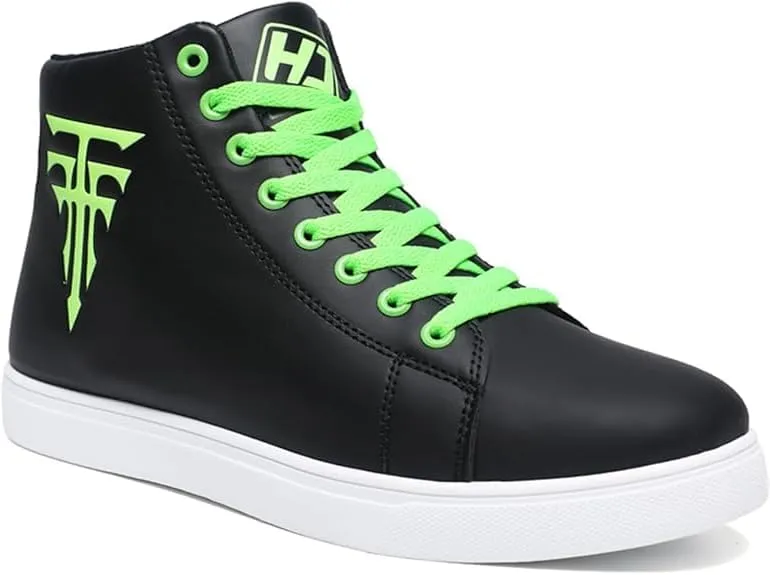Men's Fashion High Top Sneakers - Breathable Lace-Up Slip-On Trainers,Comfortable Casual Hip Hop Shoes, PU Leather Athletic Streetwear