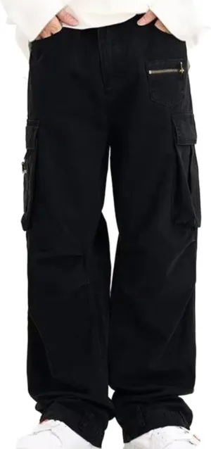 Mens Fashion Street Maxi Cargo Trousers Casual Versatile Hipster Pants Plus Size Multi Pocket Trendy Military Combat Overalls