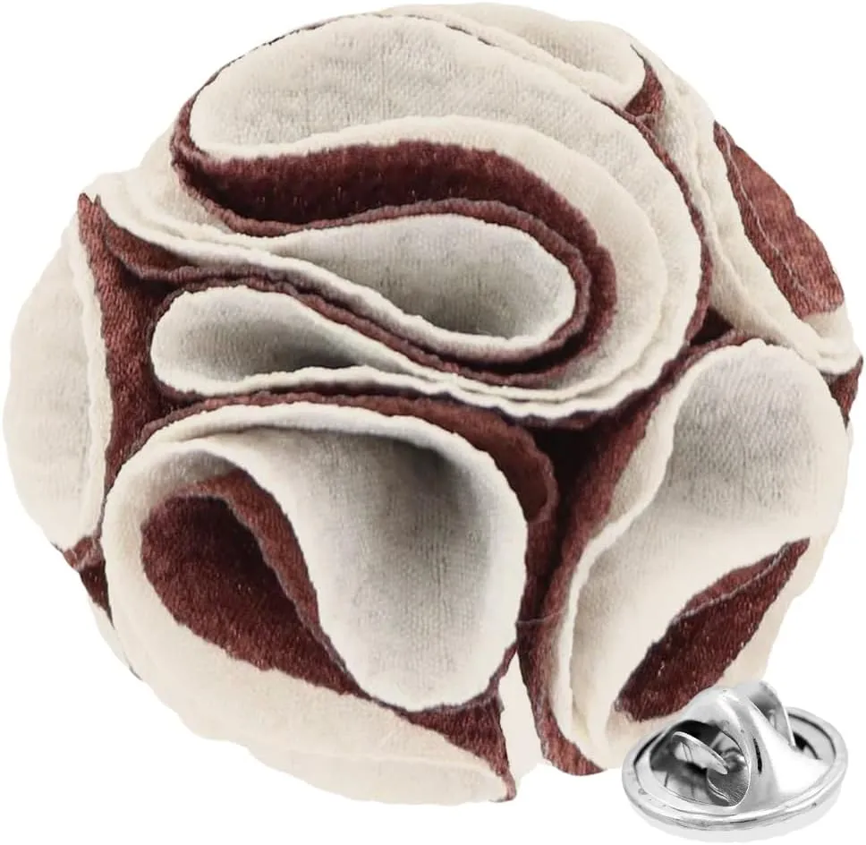 Men's Formal Two-Tone Seersucker Flower Lapel Pin - Brooch, Boutonniere for Men