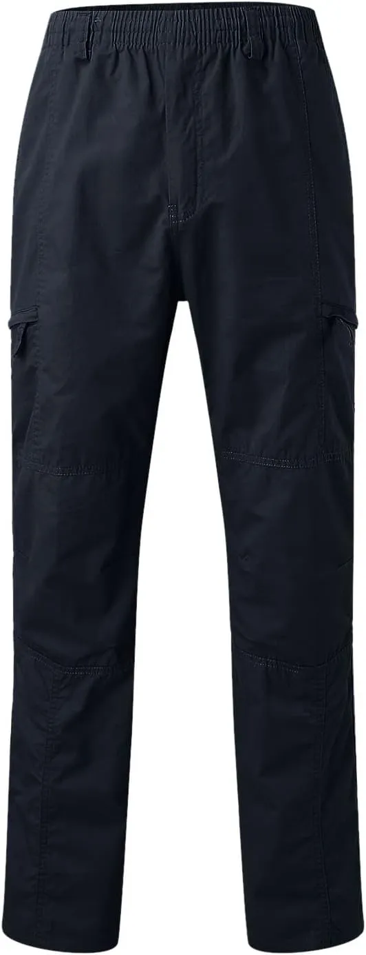 Mens Lightweight Cargo Pants Elastic Waist Straight Leg Slim Fit Chino Trousers for Men Trendy Solid Work Khaki Pant
