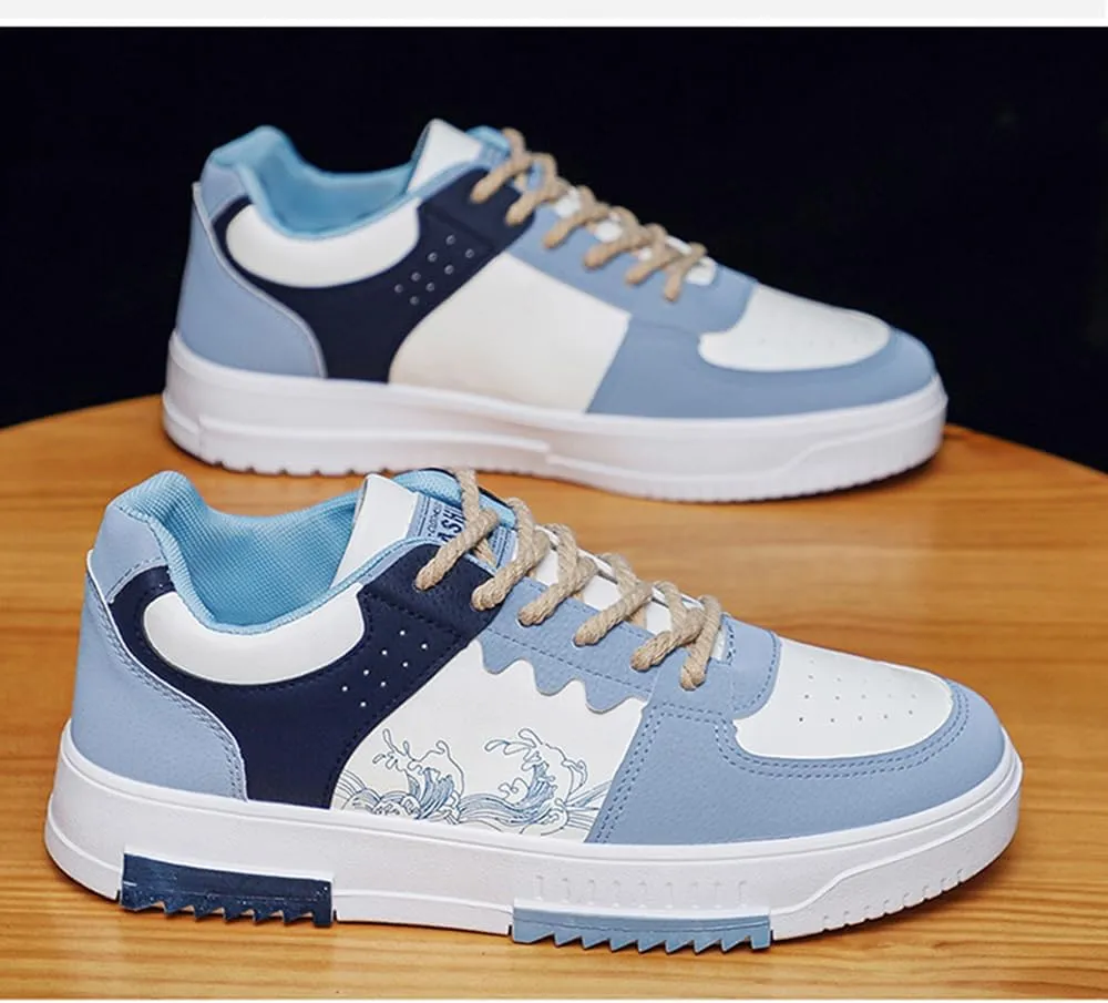 Men's Retro Color Block Skate Tennis Lightweight Soft Walking Shoes Breathable Trend Sneakers Casual Shoes