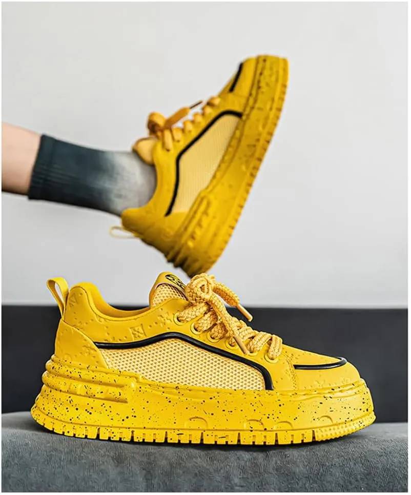 Men's Running Shoes Thick Sole Solid Color Casual Athletic Lightweight Breathable Sneakers Mesh Soft Sole