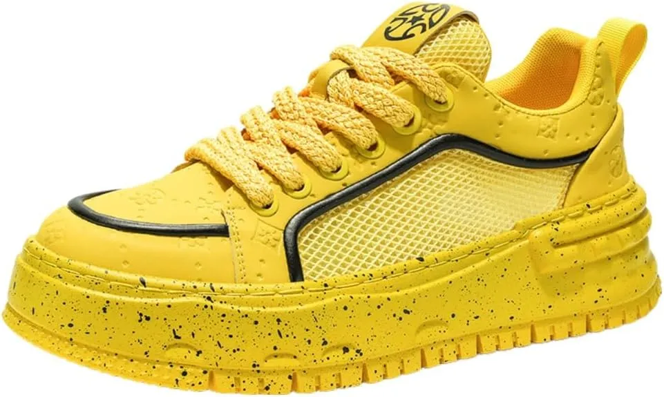 Men's Running Shoes Thick Sole Solid Color Casual Athletic Lightweight Breathable Sneakers Mesh Soft Sole