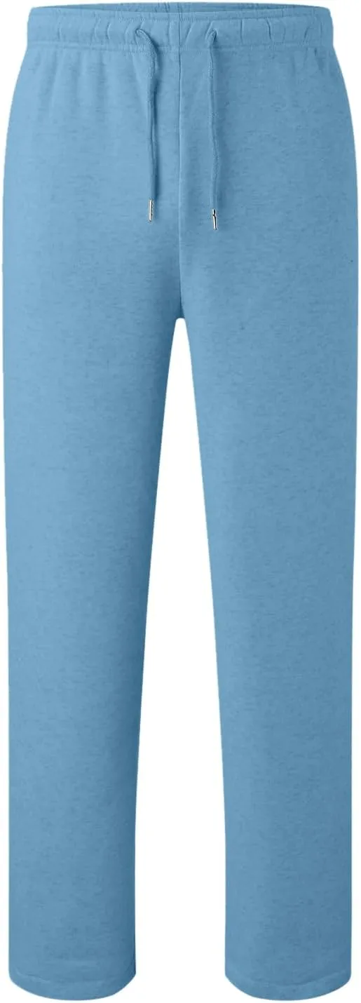 Men's Solid Color Jogger Pants Trendy Casual Straight Wide Leg Trousers Fall Winter Workout Running Sweatpants