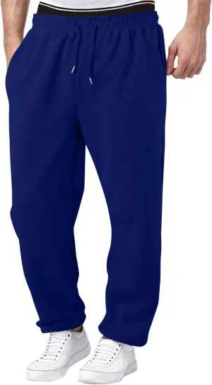 Men's Solid Color Jogger Pants Trendy Casual Straight Wide Leg Trousers Fall Winter Workout Running Sweatpants