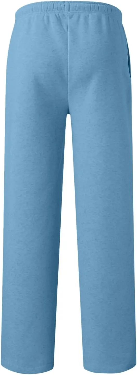 Men's Solid Color Jogger Pants Trendy Casual Straight Wide Leg Trousers Fall Winter Workout Running Sweatpants
