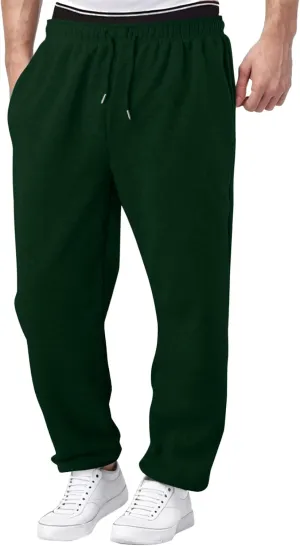 Men's Solid Color Jogger Pants Trendy Casual Straight Wide Leg Trousers Fall Winter Workout Running Sweatpants