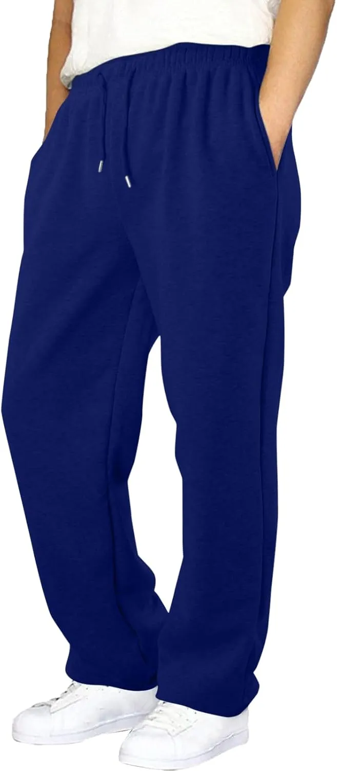 Men's Solid Color Jogger Pants Trendy Casual Straight Wide Leg Trousers Fall Winter Workout Running Sweatpants