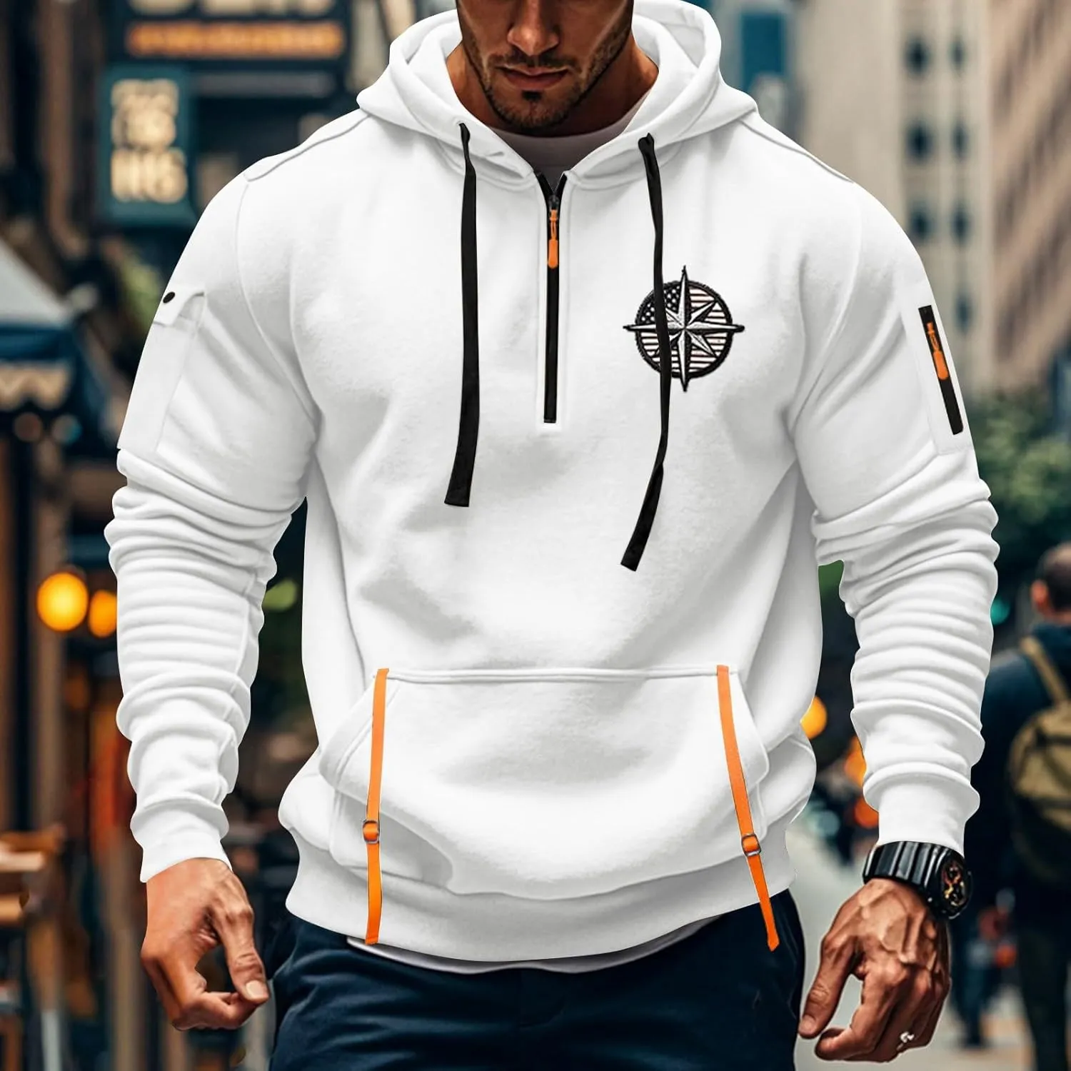 Men's Sweatshirt Cool Outerwear Long Sleeve Lightweight Drawstring Hoodies Trendy Comfy Sports Pullover