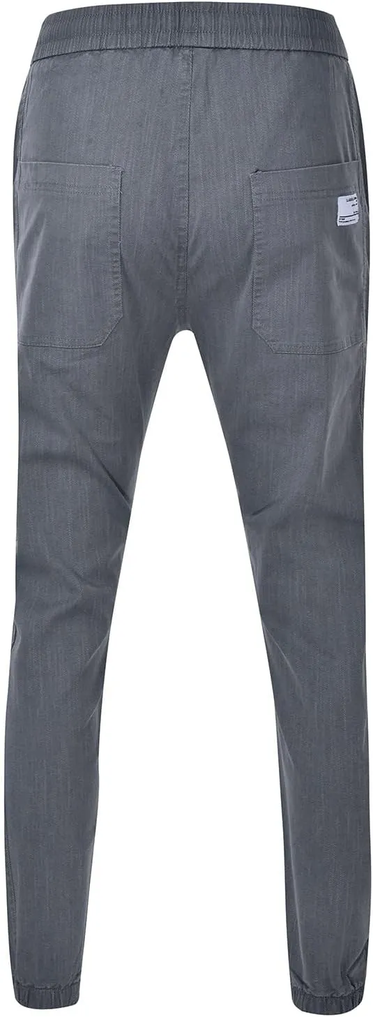 Mens Trendy Drawstring Cargo Pants Dressy Casual Outdoor Military Combat Sweatpants Lightweight Simple Solid Tapered Overalls