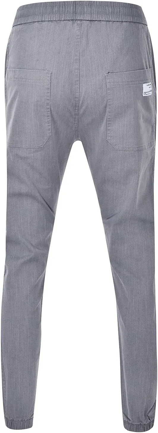 Mens Trendy Drawstring Cargo Pants Dressy Casual Outdoor Military Combat Sweatpants Lightweight Simple Solid Tapered Overalls