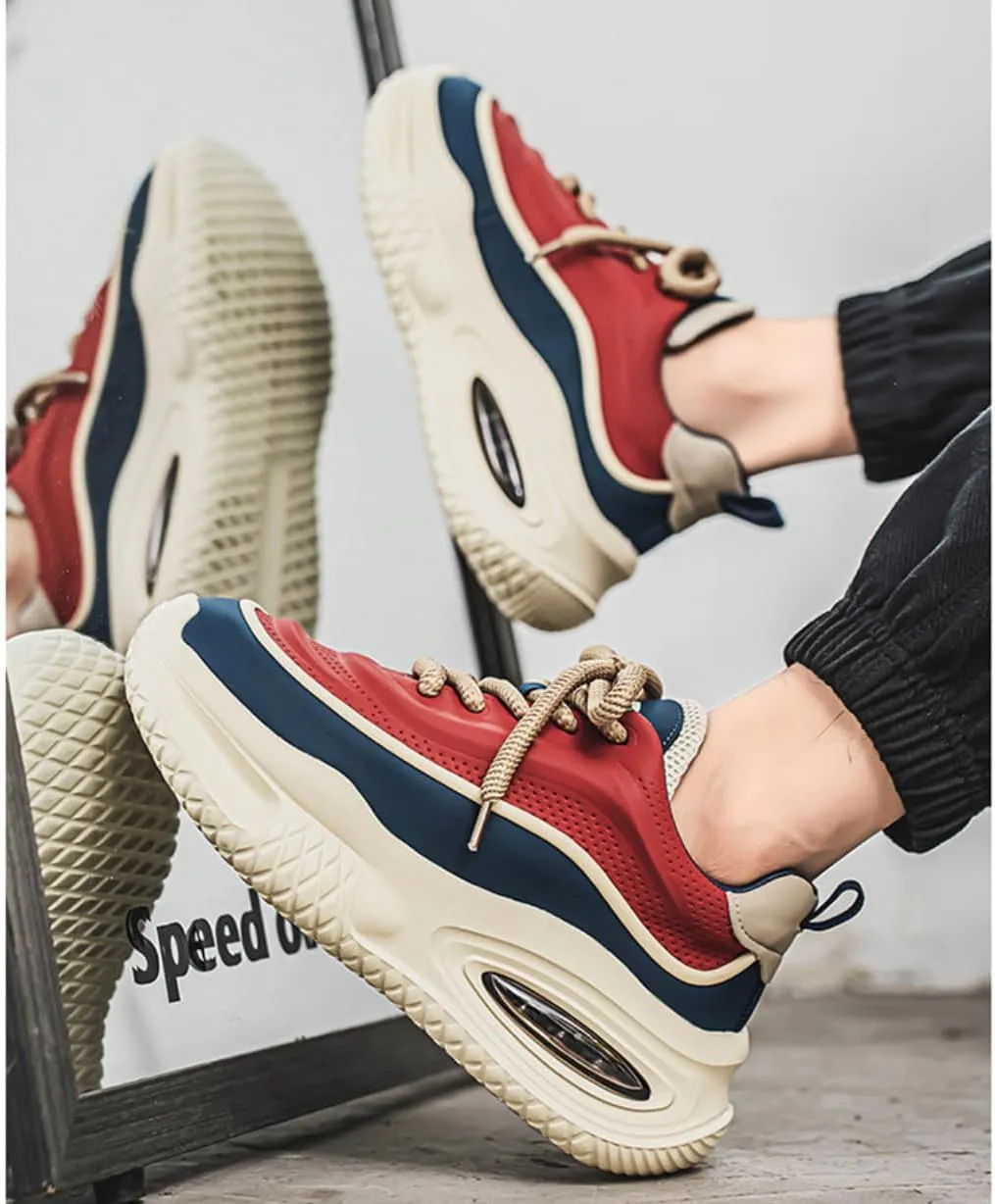 Men's Trendy Non Slip Lightweight Color-Blocked Thick Sole Sneakers Athletic Sports Walking Running Shoes
