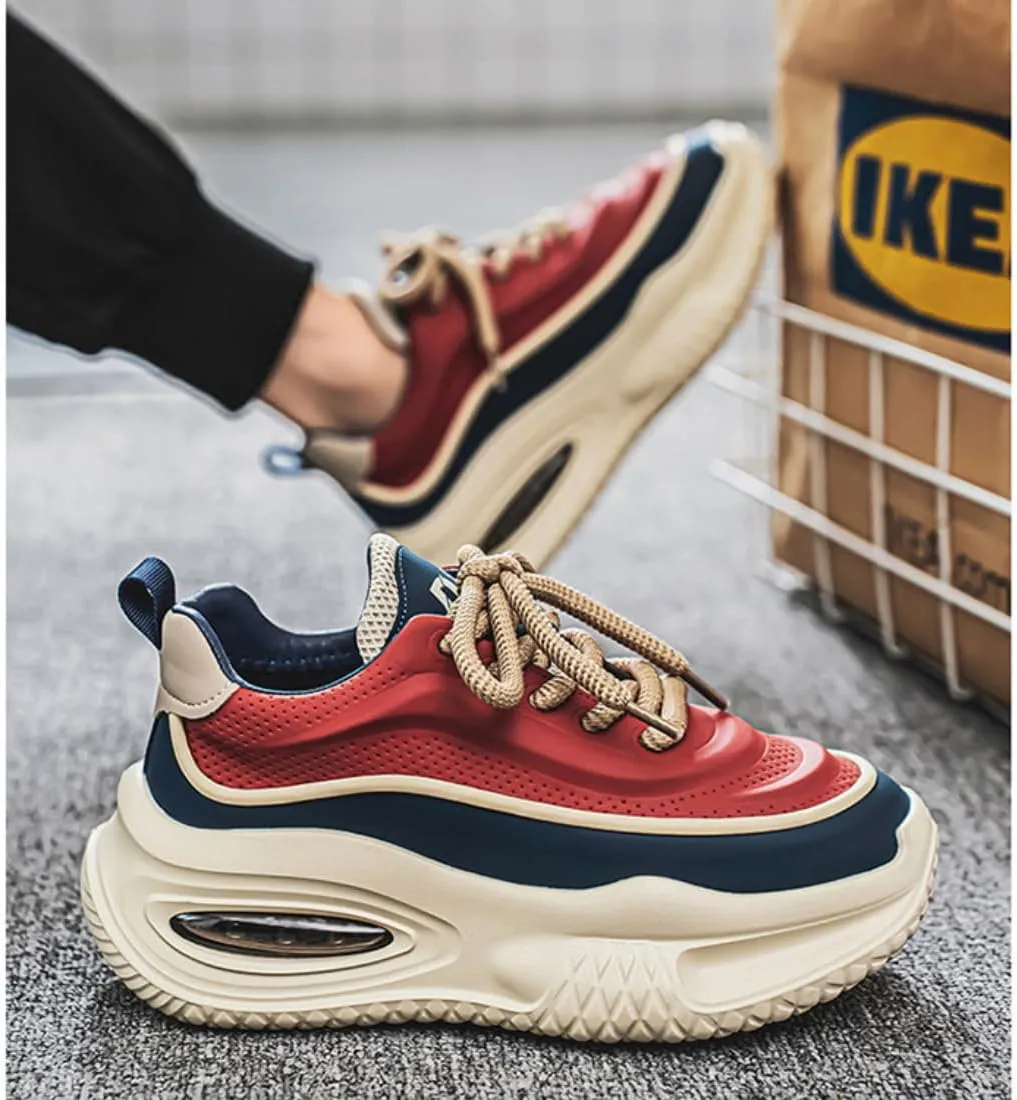 Men's Trendy Non Slip Lightweight Color-Blocked Thick Sole Sneakers Athletic Sports Walking Running Shoes
