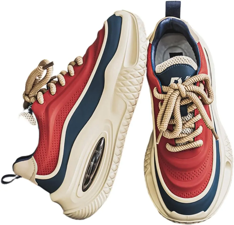 Men's Trendy Non Slip Lightweight Color-Blocked Thick Sole Sneakers Athletic Sports Walking Running Shoes