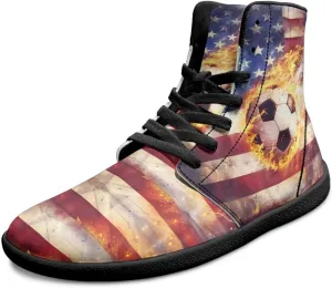 Mens Wide Toe Box Shoes High Top Lace Up Barefoot Sneakers Zero Drop Breathable Hiking Running Footwear