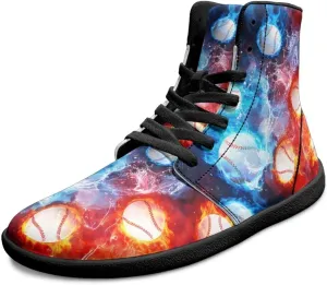 Mens Wide Toe Box Shoes High Top Lace Up Barefoot Sneakers Zero Drop Breathable Hiking Running Footwear