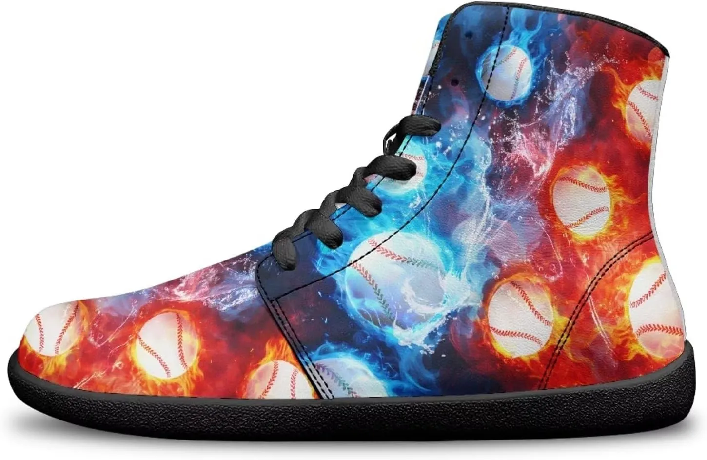 Mens Wide Toe Box Shoes High Top Lace Up Barefoot Sneakers Zero Drop Breathable Hiking Running Footwear