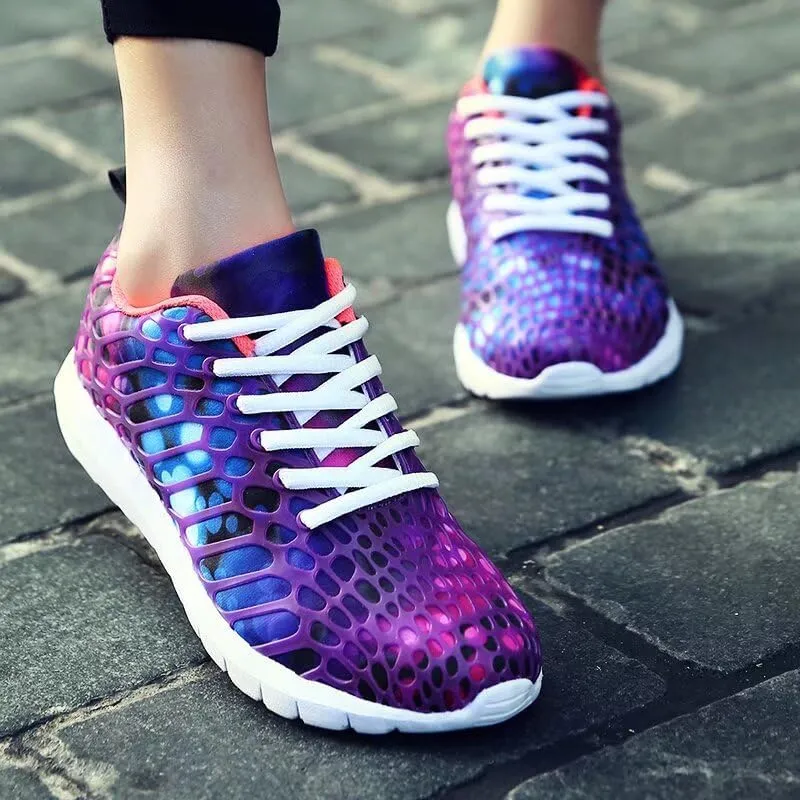 Mens Womens Mixed Color Fashion Lightweight Walking Sneakers for Sport