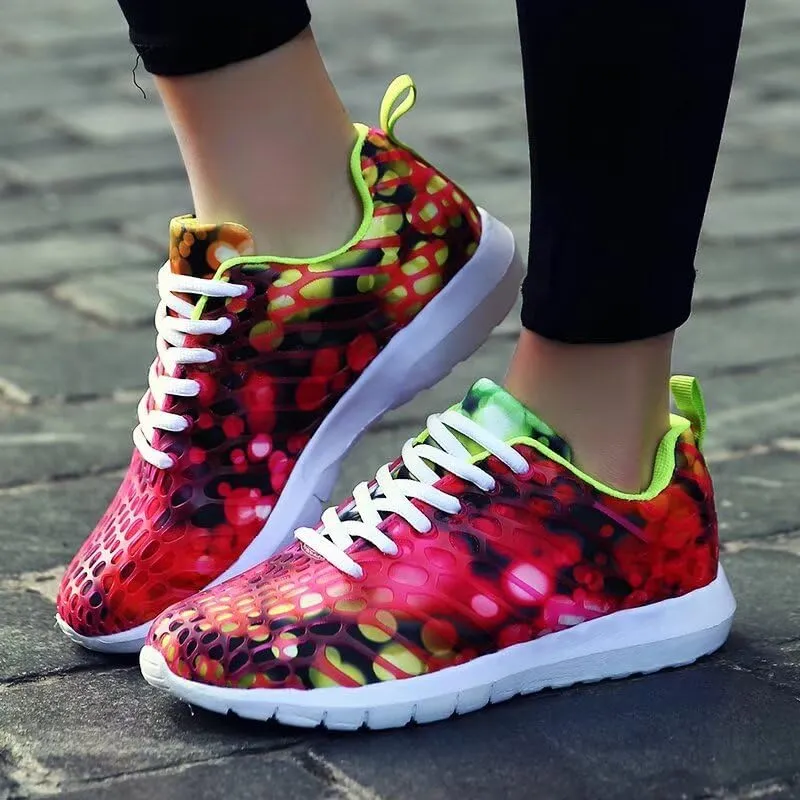 Mens Womens Mixed Color Fashion Lightweight Walking Sneakers for Sport