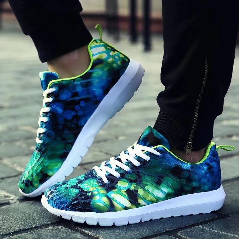 Mens Womens Mixed Color Fashion Lightweight Walking Sneakers for Sport