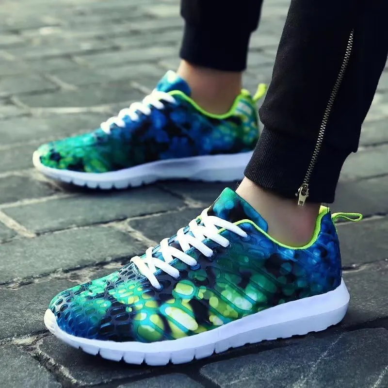 Mens Womens Mixed Color Fashion Lightweight Walking Sneakers for Sport