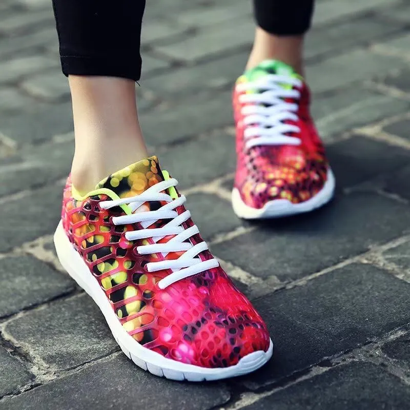 Mens Womens Mixed Color Fashion Lightweight Walking Sneakers for Sport