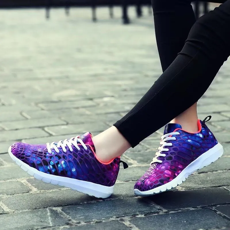 Mens Womens Mixed Color Fashion Lightweight Walking Sneakers for Sport