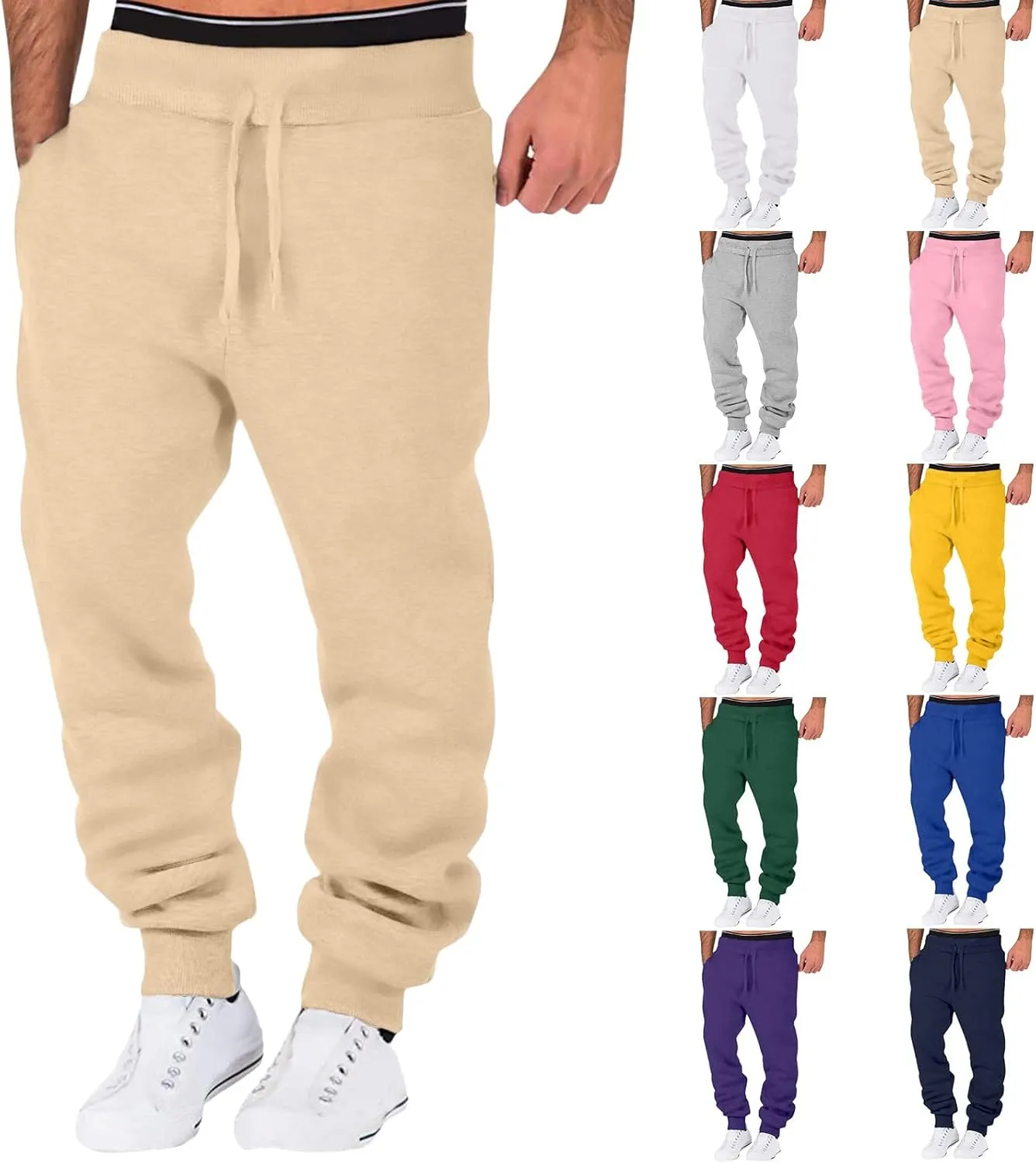 Mens Workout Cargo Sweatpants Trousers Mens Sweatpant Men Joggers Pants Mens Trendy Comfortable Drawstring Work Pants