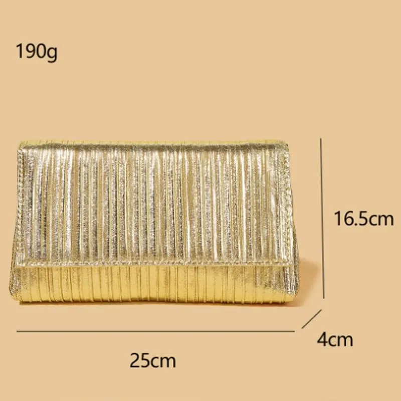 Metallic Shiny Clutch Purses Simple Versatile Evening Bag