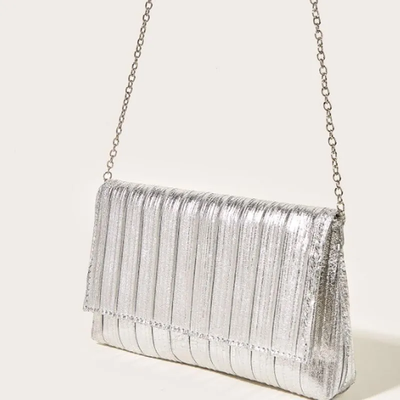 Metallic Shiny Clutch Purses Simple Versatile Evening Bag