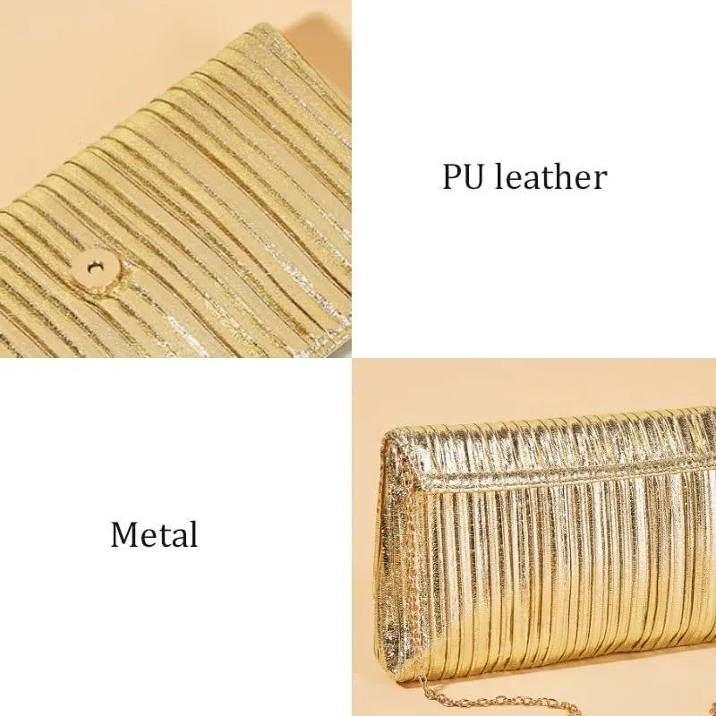 Metallic Shiny Clutch Purses Simple Versatile Evening Bag