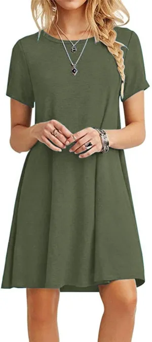 MOLERANI Women's Casual Plain Simple T-Shirt Loose Dress