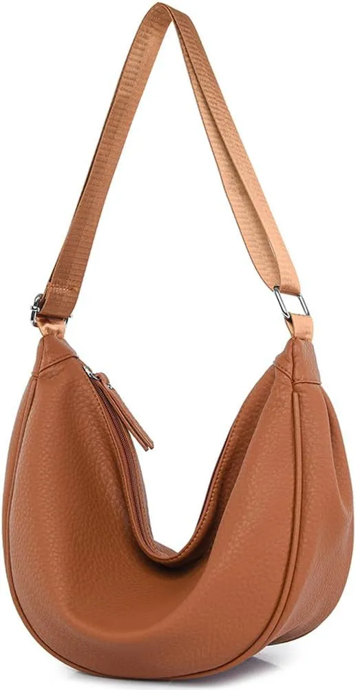 Molodo Crossbody Bags for Women Soft PU Leather Crescent Shoulder Bag Casual Hobo Bag Purses for Work Travel