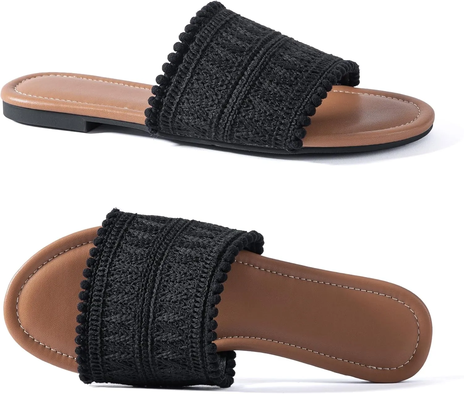 Mtzyoa Women Flat Sandals Braided Leather Nude Summer Dressy Fashion Evening Party Wedding Sandals