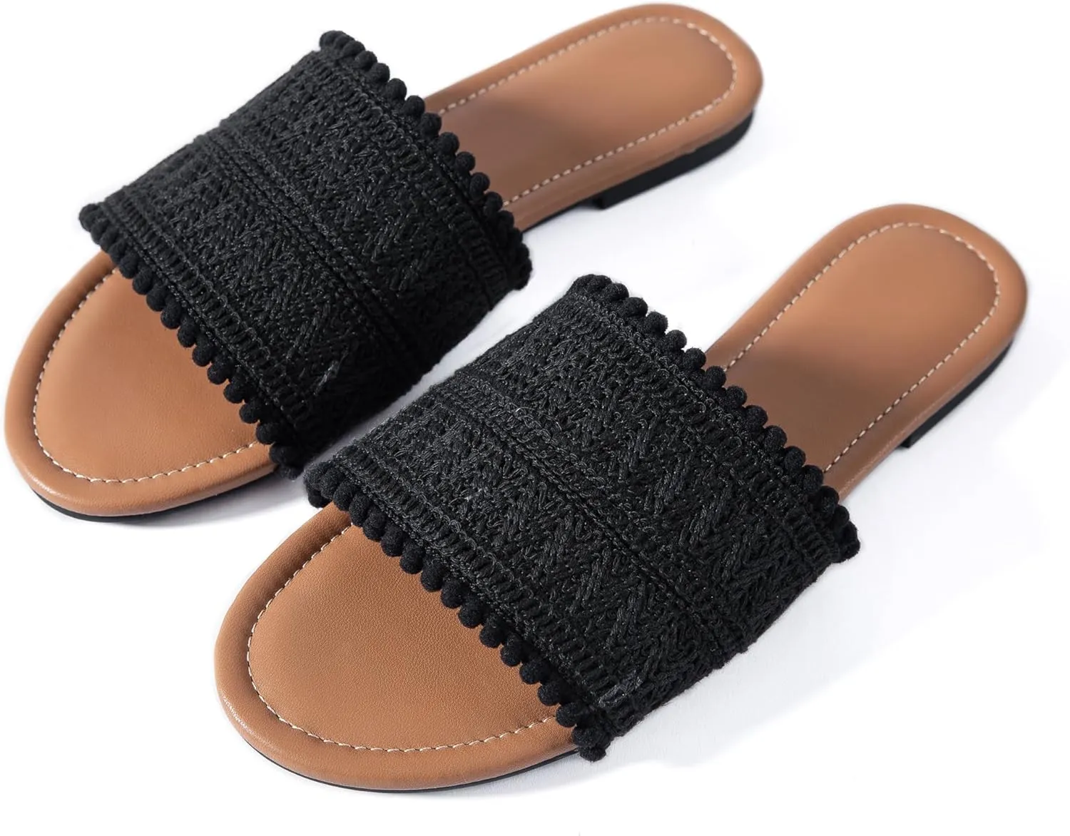 Mtzyoa Women Flat Sandals Braided Leather Nude Summer Dressy Fashion Evening Party Wedding Sandals