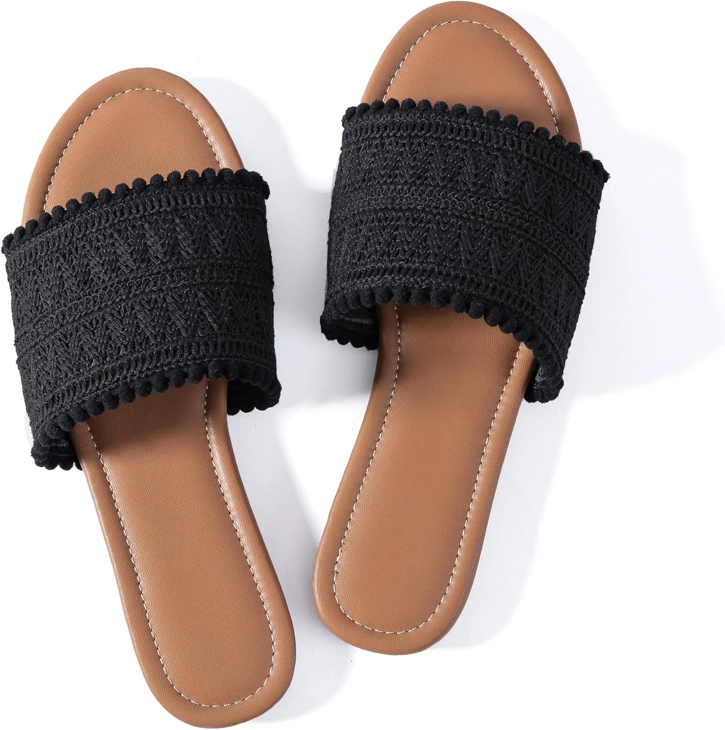 Mtzyoa Women Flat Sandals Braided Leather Nude Summer Dressy Fashion Evening Party Wedding Sandals