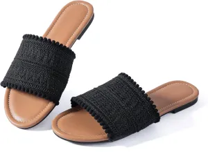 Mtzyoa Women Flat Sandals Braided Leather Nude Summer Dressy Fashion Evening Party Wedding Sandals