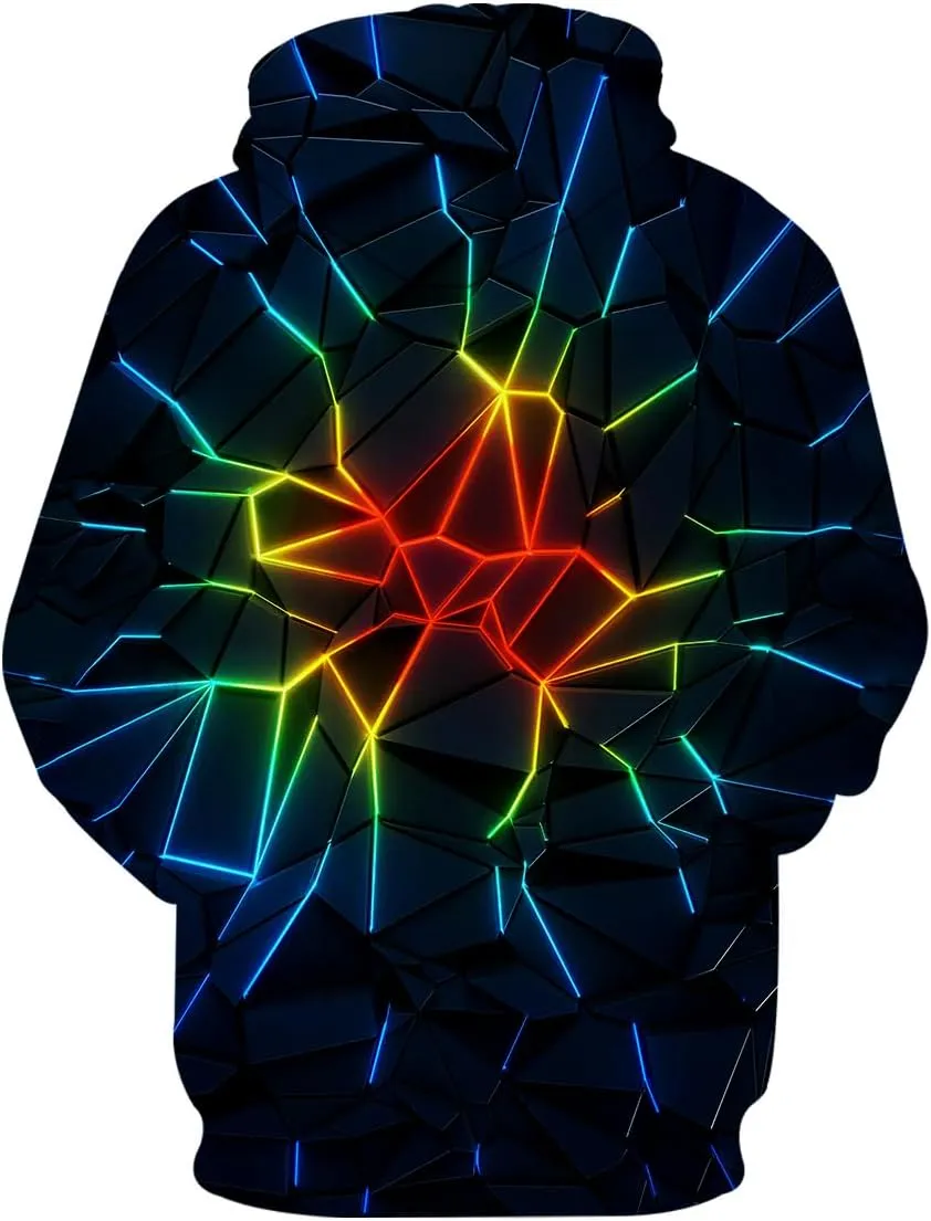 Neemanndy Unisex Colorful Graphic Hoodies 3D Print Cool Sweatshirt Cool Design with Pocket for Men and Women