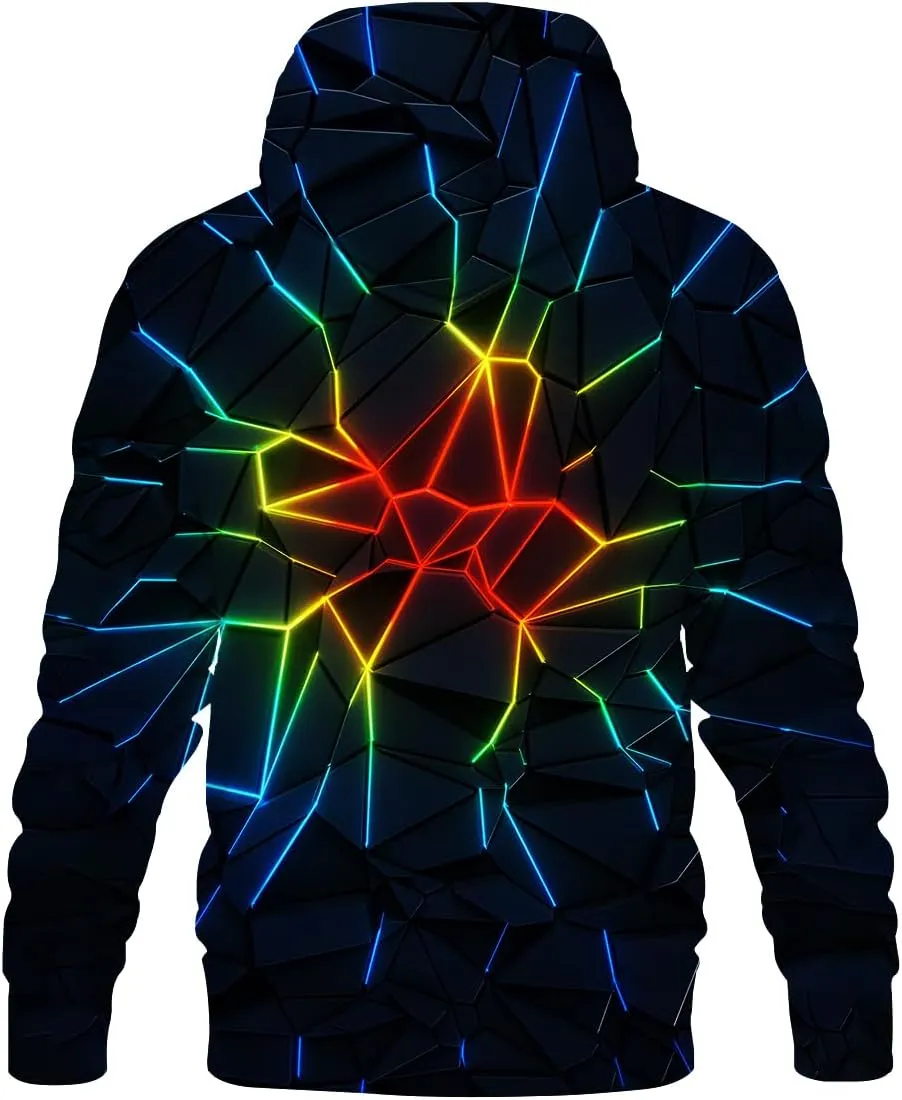Neemanndy Unisex Colorful Graphic Hoodies 3D Print Cool Sweatshirt Cool Design with Pocket for Men and Women
