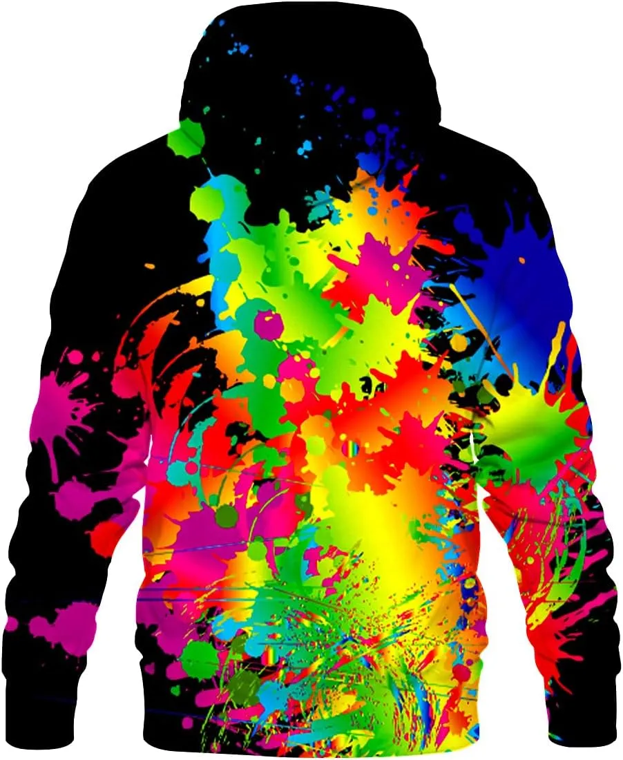 Neemanndy Unisex Colorful Graphic Hoodies 3D Print Cool Sweatshirt Cool Design with Pocket for Men and Women